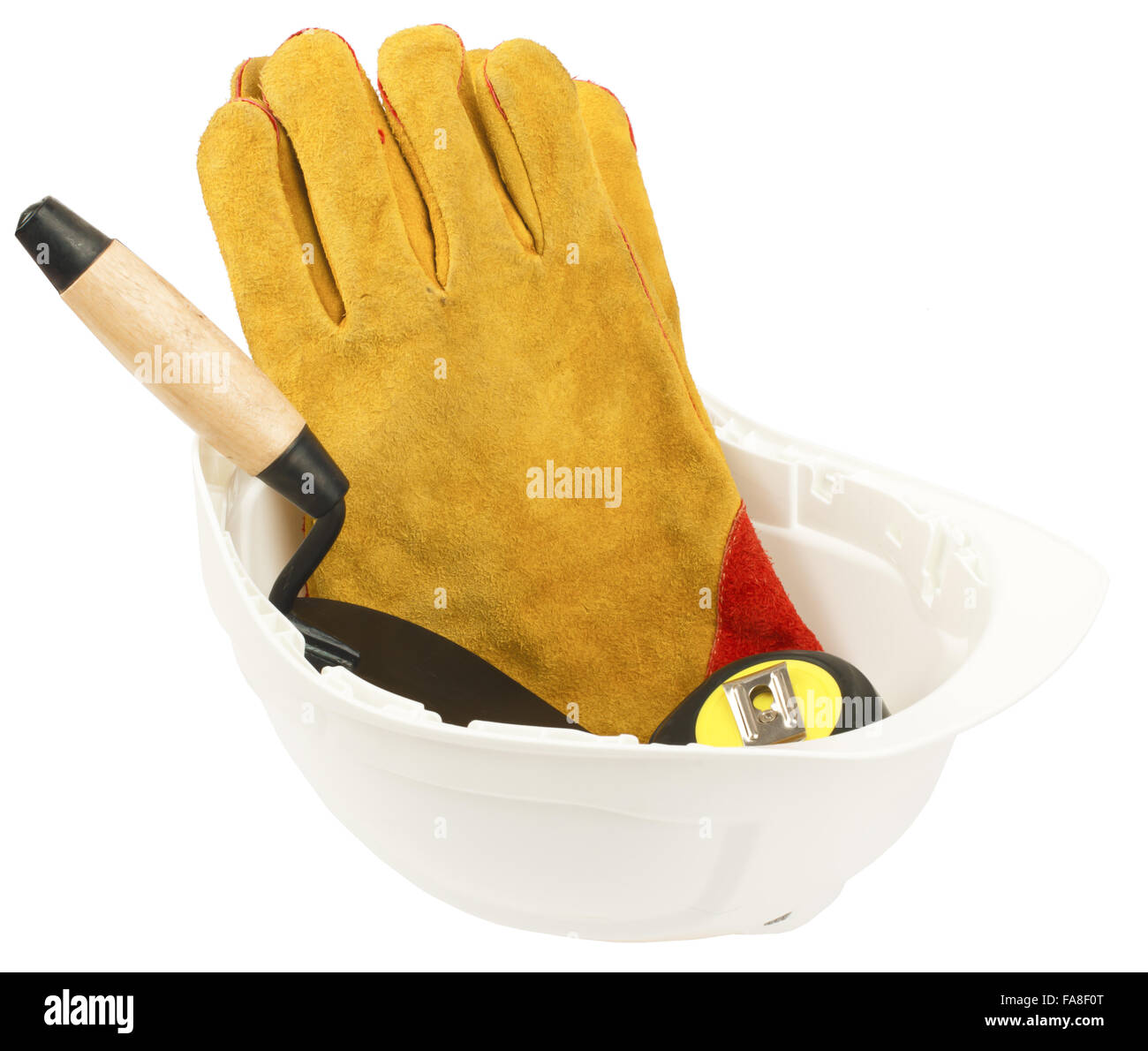 Construction worker supplies including hard hat Stock Photo Alamy