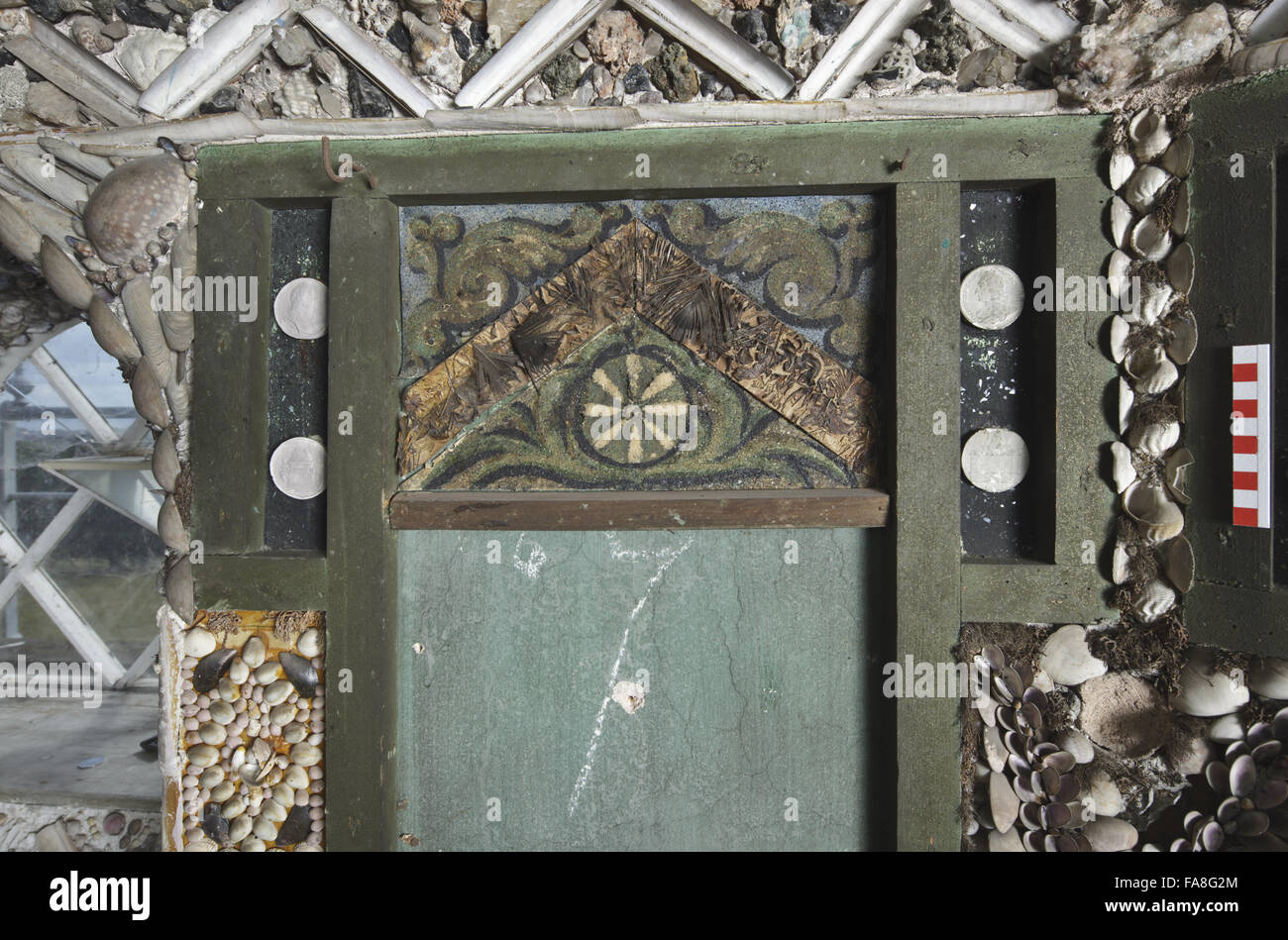 Detail of part of the decoration in bay four of the Shell Gallery at A ...