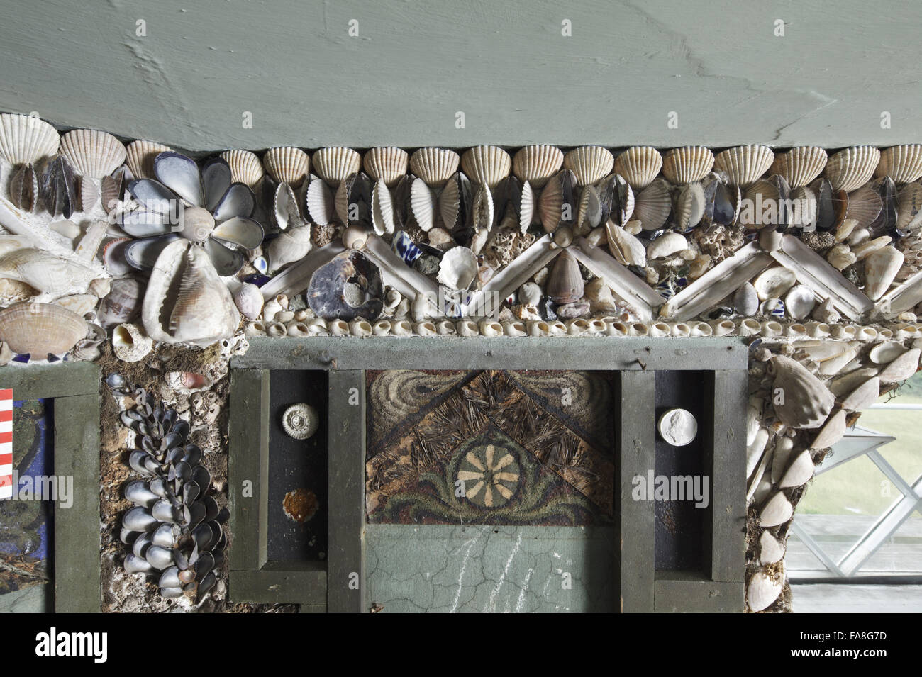 Detail of part of the decoration in bay one of the Shell Gallery at A ...
