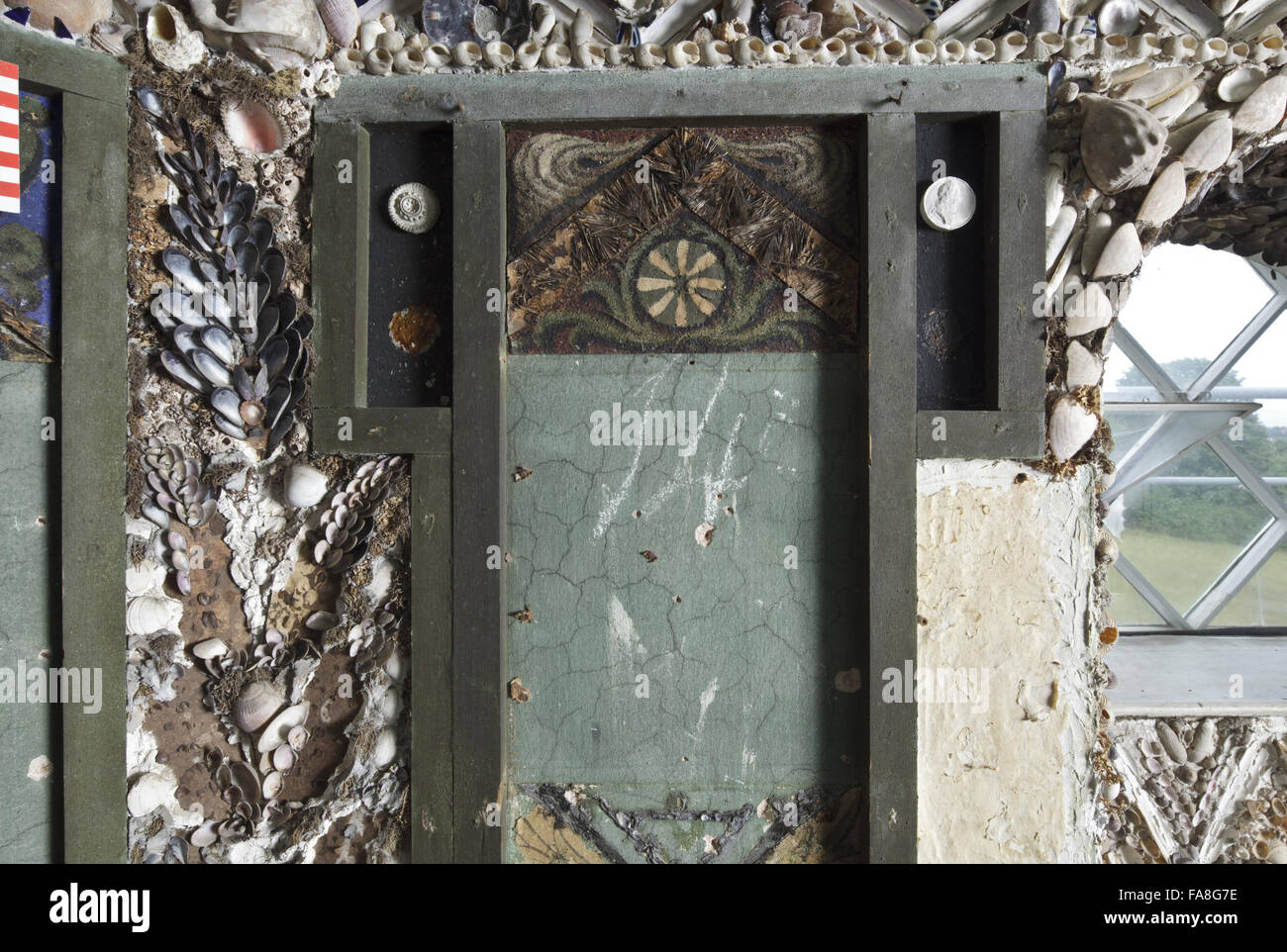 Detail of part of the decoration in bay one of the Shell Gallery at A ...