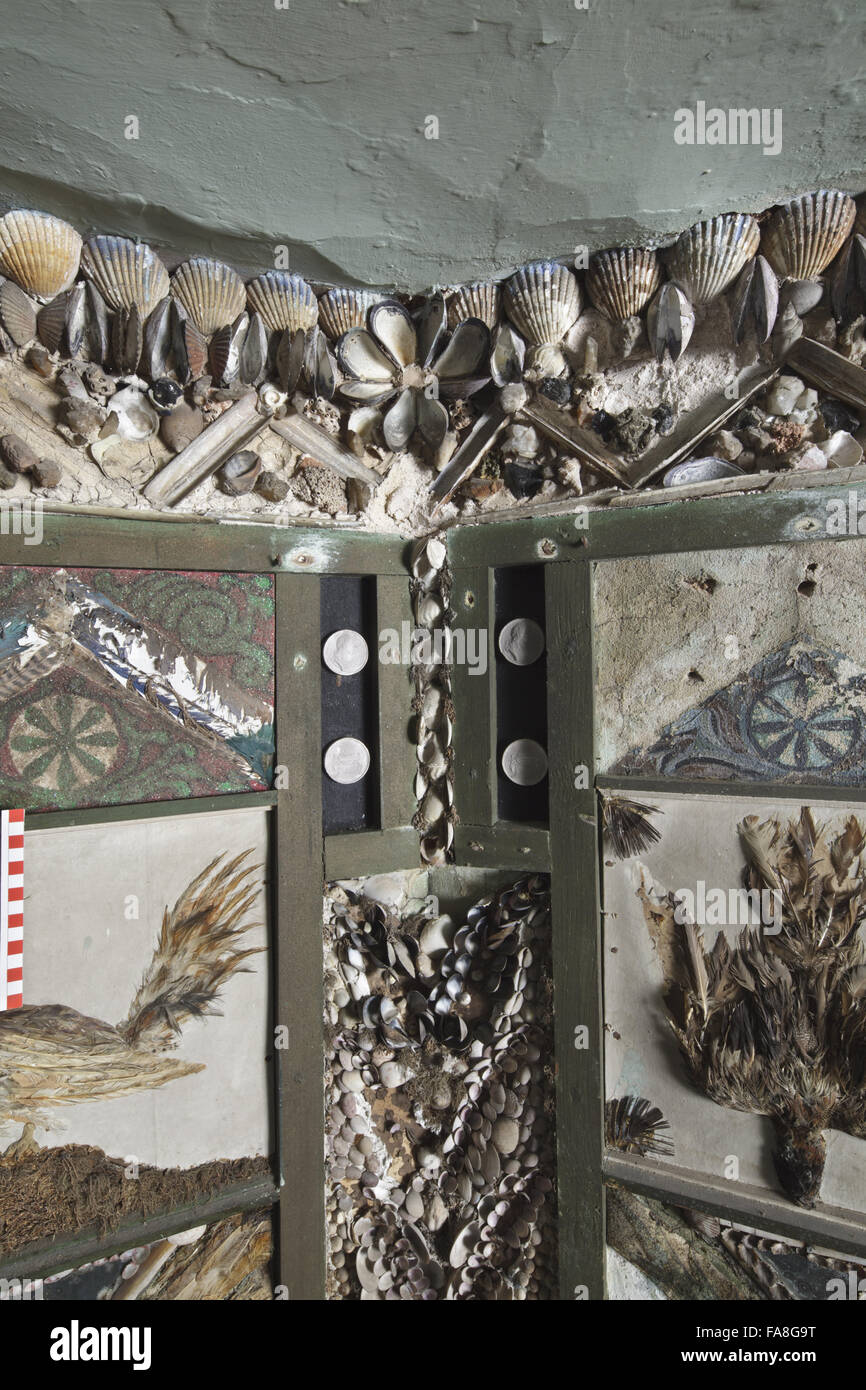 Detail of part of the decoration in bay three four of the Shell Gallery ...