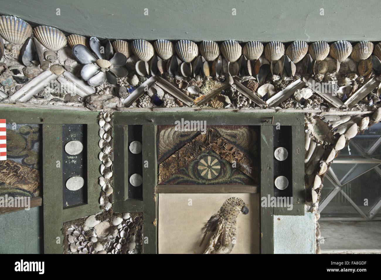 Detail of part of the decoration in bay five of the Shell Gallery at A ...