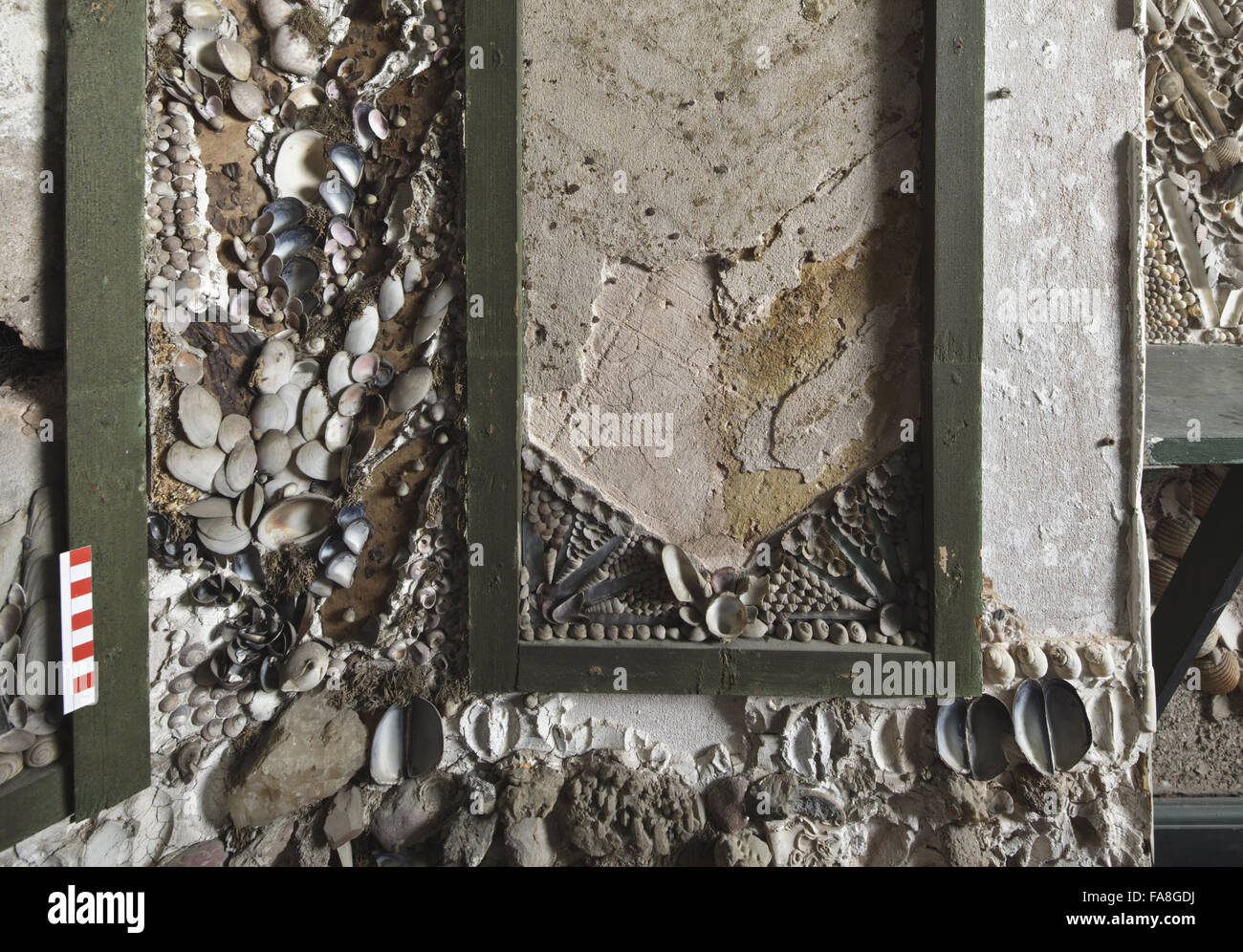 Detail of part of the decoration in bay five of the Shell Gallery at A ...