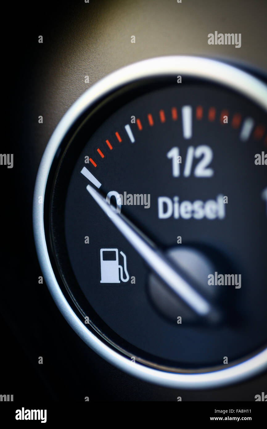 Closeup shot of a fuel gauge in a car Stock Photo Alamy