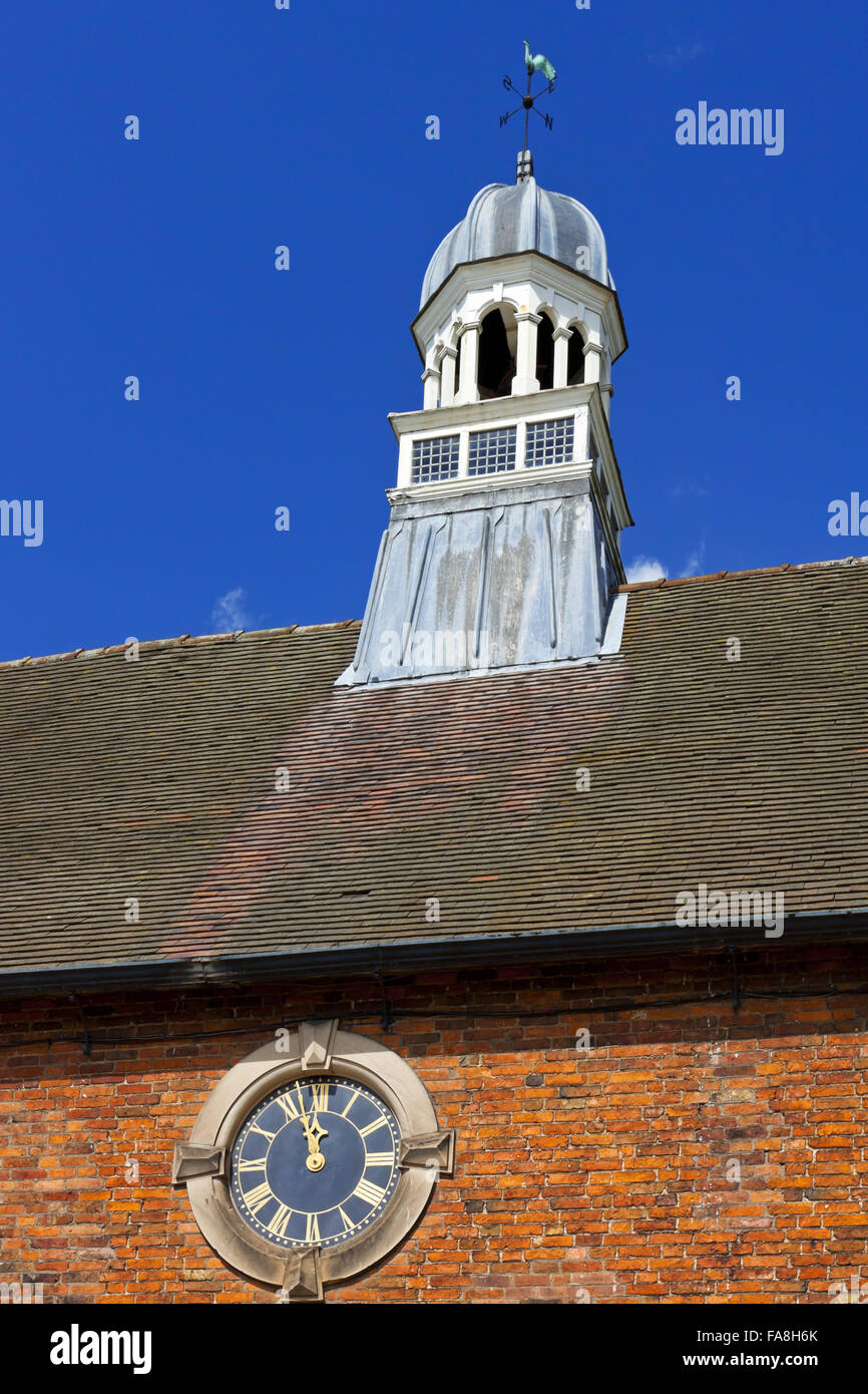 Detail of clock and tower on the Stable Block at Sudbury Hall