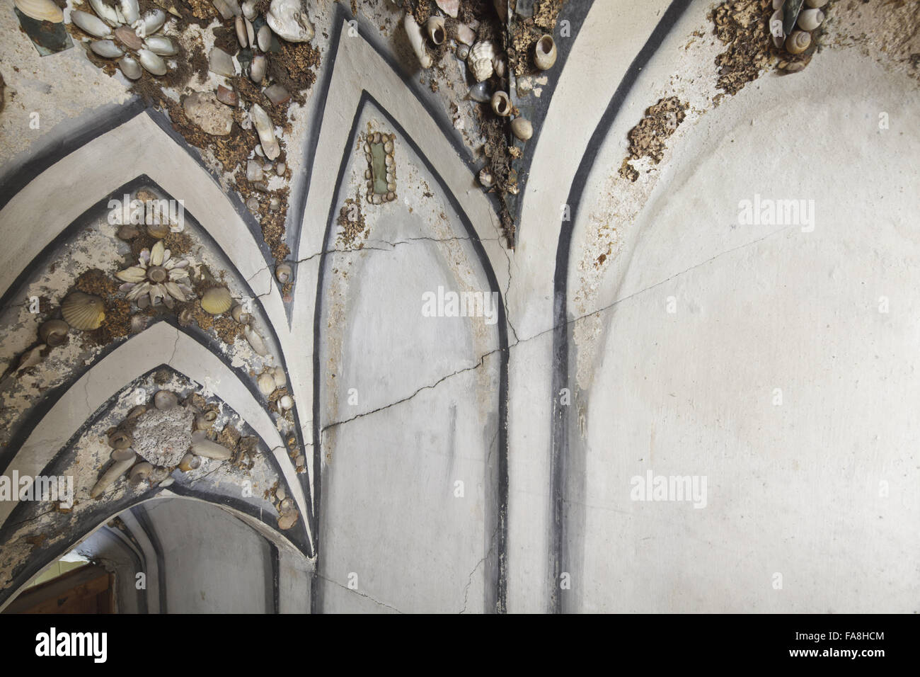 Detail of part of the decoration on the lower stairs of the Shell ...