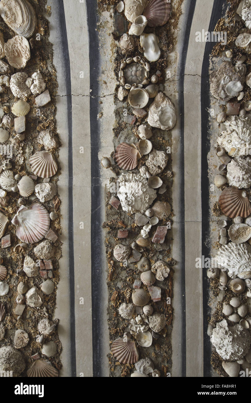 Detail of part of the decoration on the lower stairs of the Shell ...