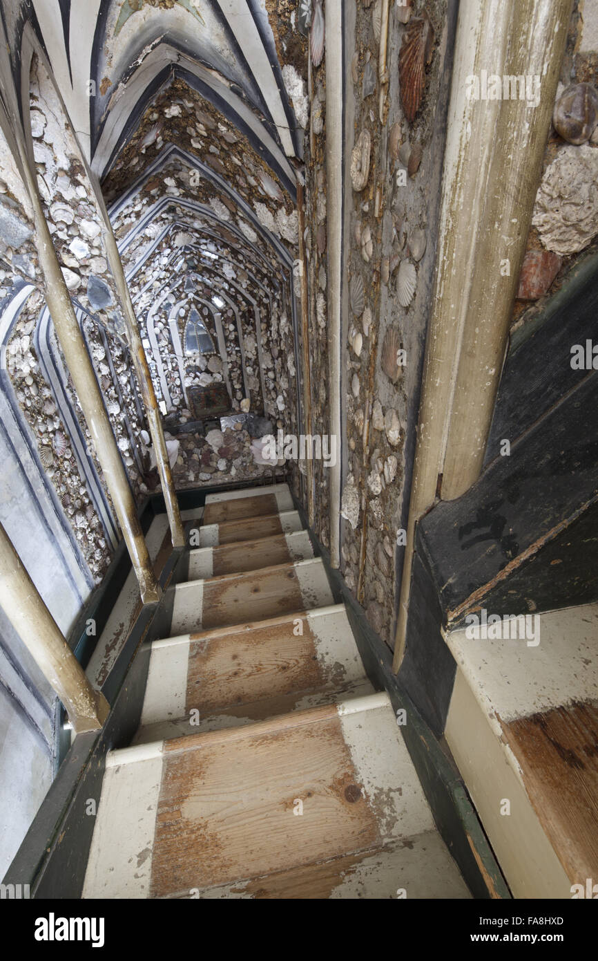 Detail of part of the decoration on the upper stairs of the Shell ...
