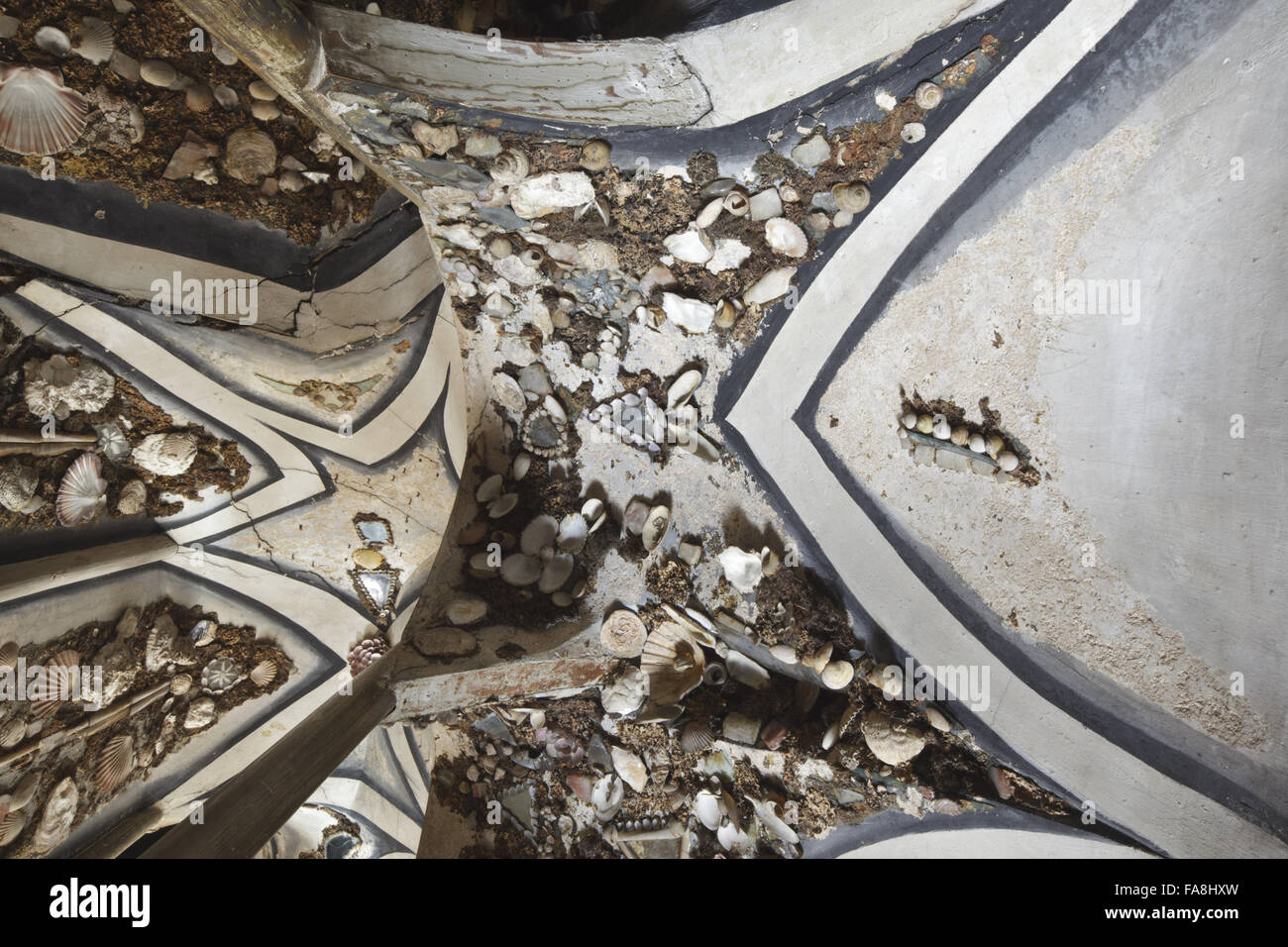 Detail of part of the decoration on the upper stairs of the Shell ...