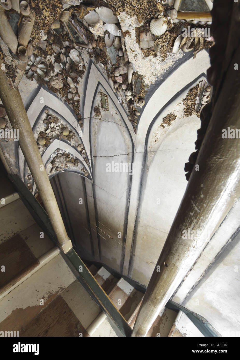 Detail of part of the decoration on the upper stairs of the Shell ...