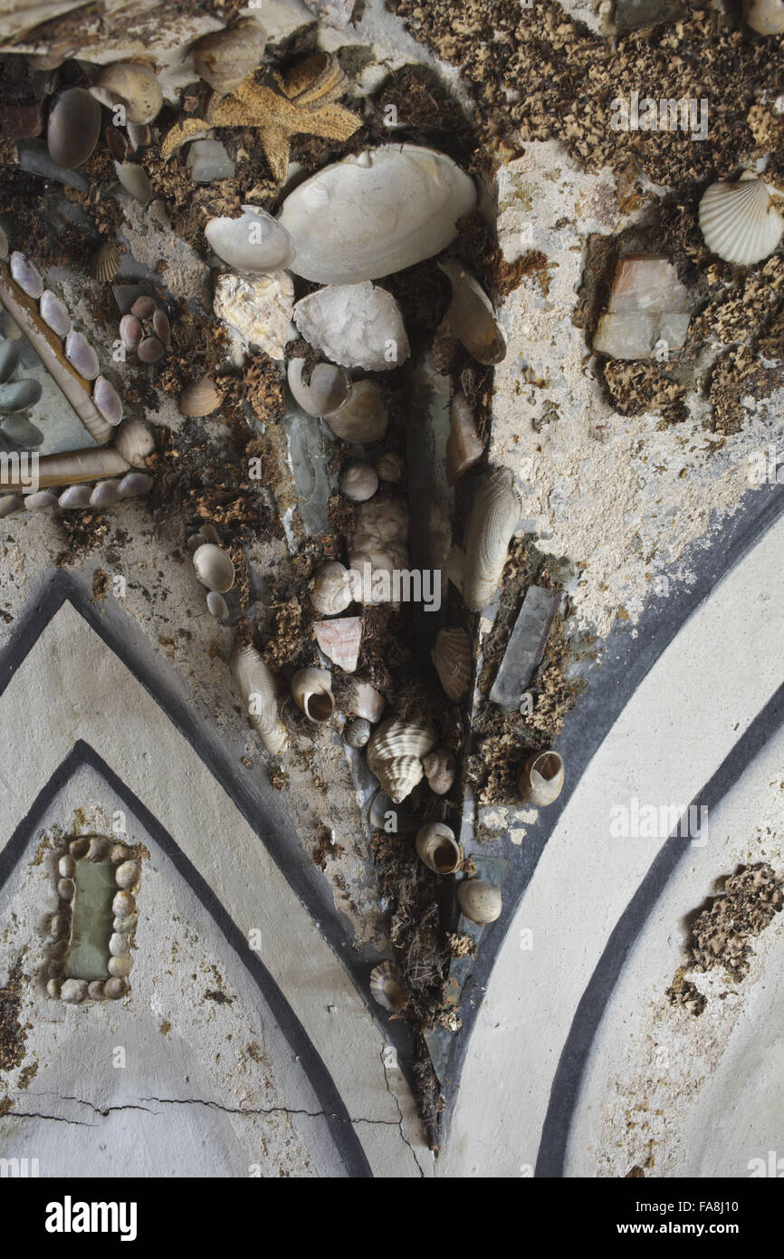 Detail of part of the decoration on the upper stairs of the Shell ...