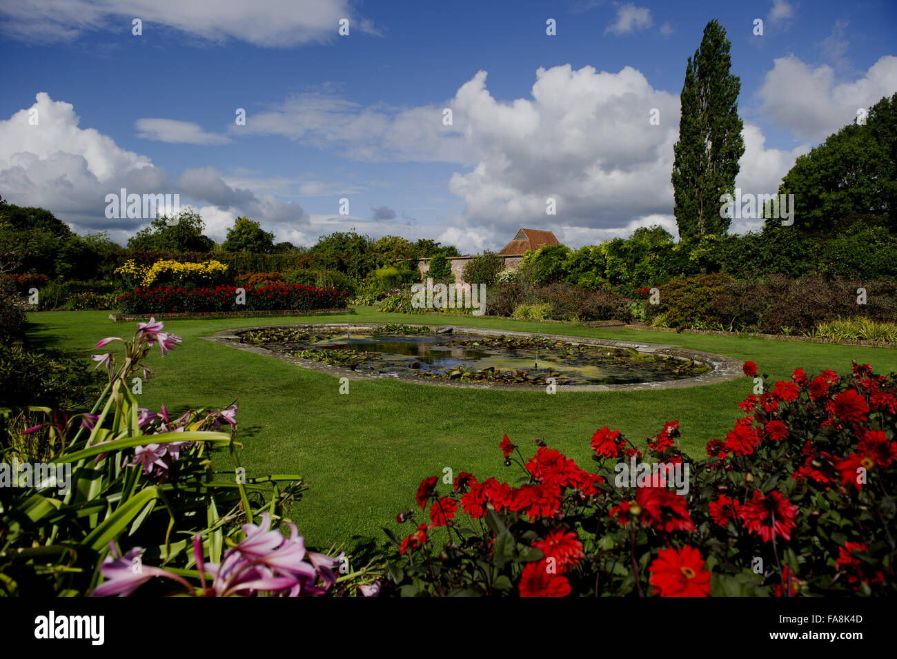 The Lily Garden in August at Barrington Court, Somerset. Stock Photo