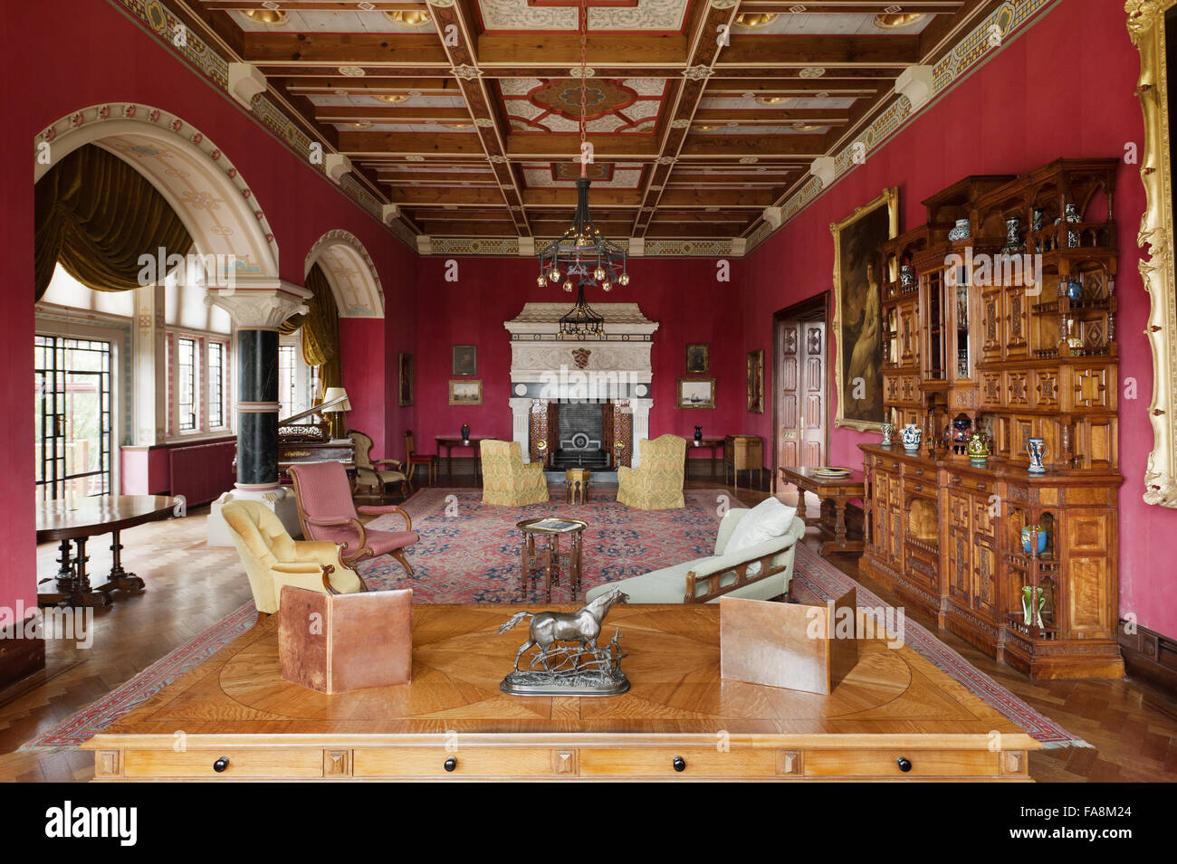 The Drawing Room at Knightshayes Court, Devon. Stock Photo