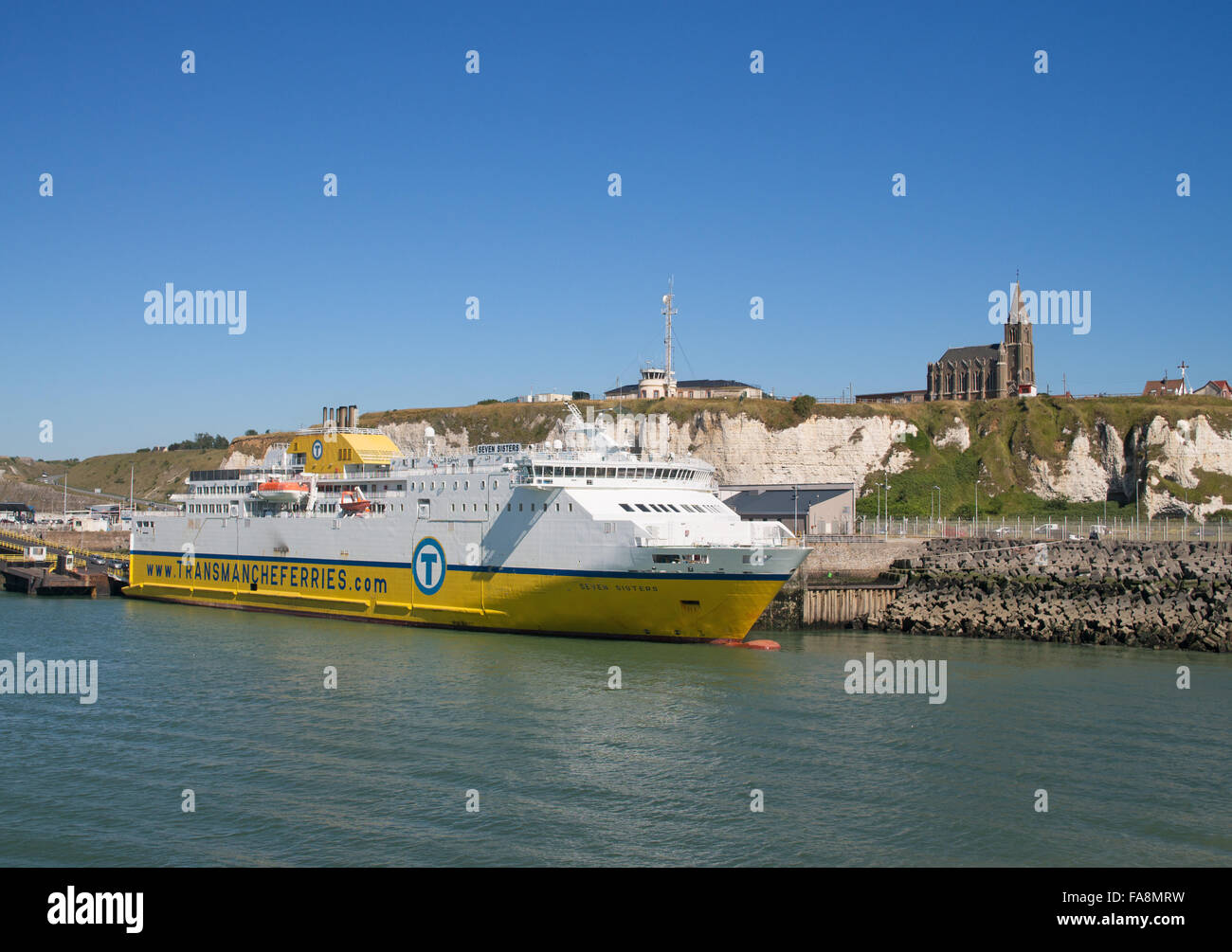 Transmancheferries ferry Seven Sisters at Dieppe ferry terminal, Seine-Maritime, Normandy, France, Europe Stock Photo