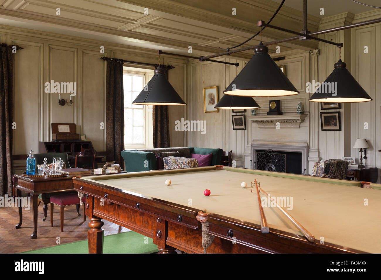 The Billiard Room at Dunham Massey, Cheshire. Stock Photo