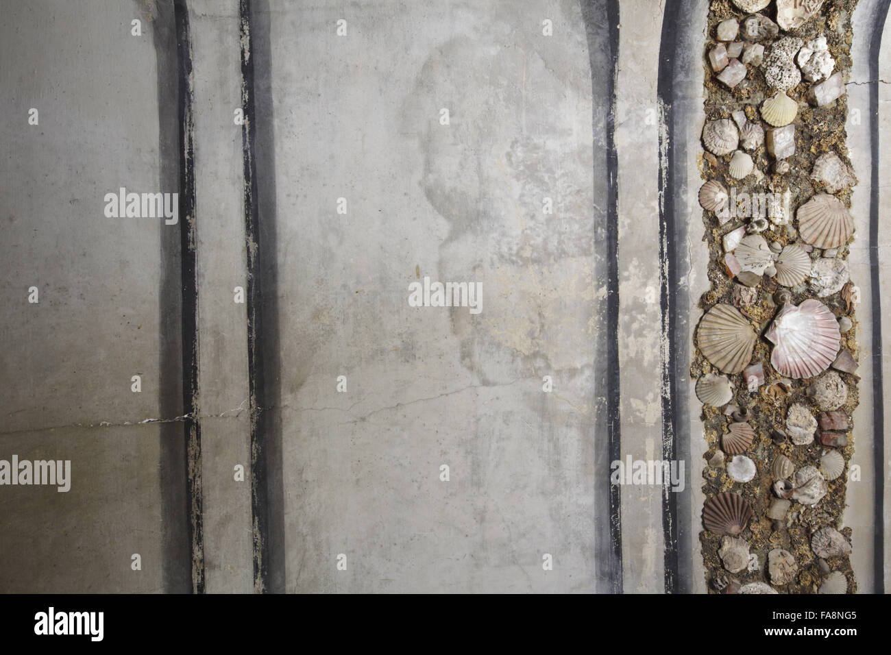 Detail of part of the decoration on the lower stairs of the Shell ...