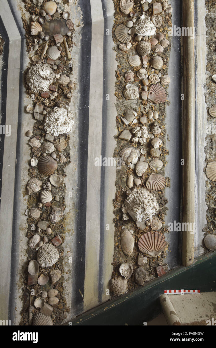 Detail of part of the decoration on the upper stairs of the Shell ...