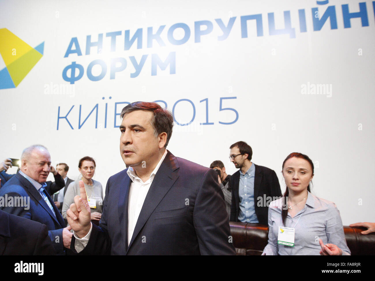 Kiev, Ukraine. 23rd December, 2015. The governor of the Odessa region, and former Georgian President MIKHEIL SAAKASHVILI during the Ukrainian Anti-Corruption Forum, in Kiev, Ukraine, 23 December, 2015. Saakashvili accused of corruption the Cabinet Ministers of Ukraine at a meeting of the National Council reform, December 14. © Serg Glovny/ZUMA Wire/Alamy Live News Credit:  ZUMA Press, Inc./Alamy Live News Stock Photo