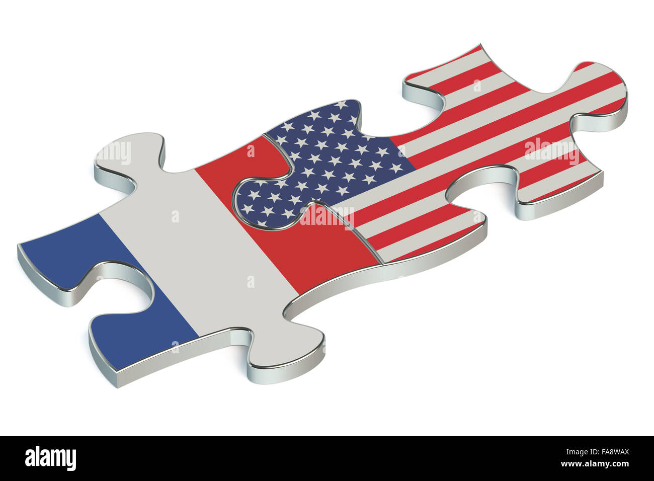 USA and France puzzles from flags Stock Photo