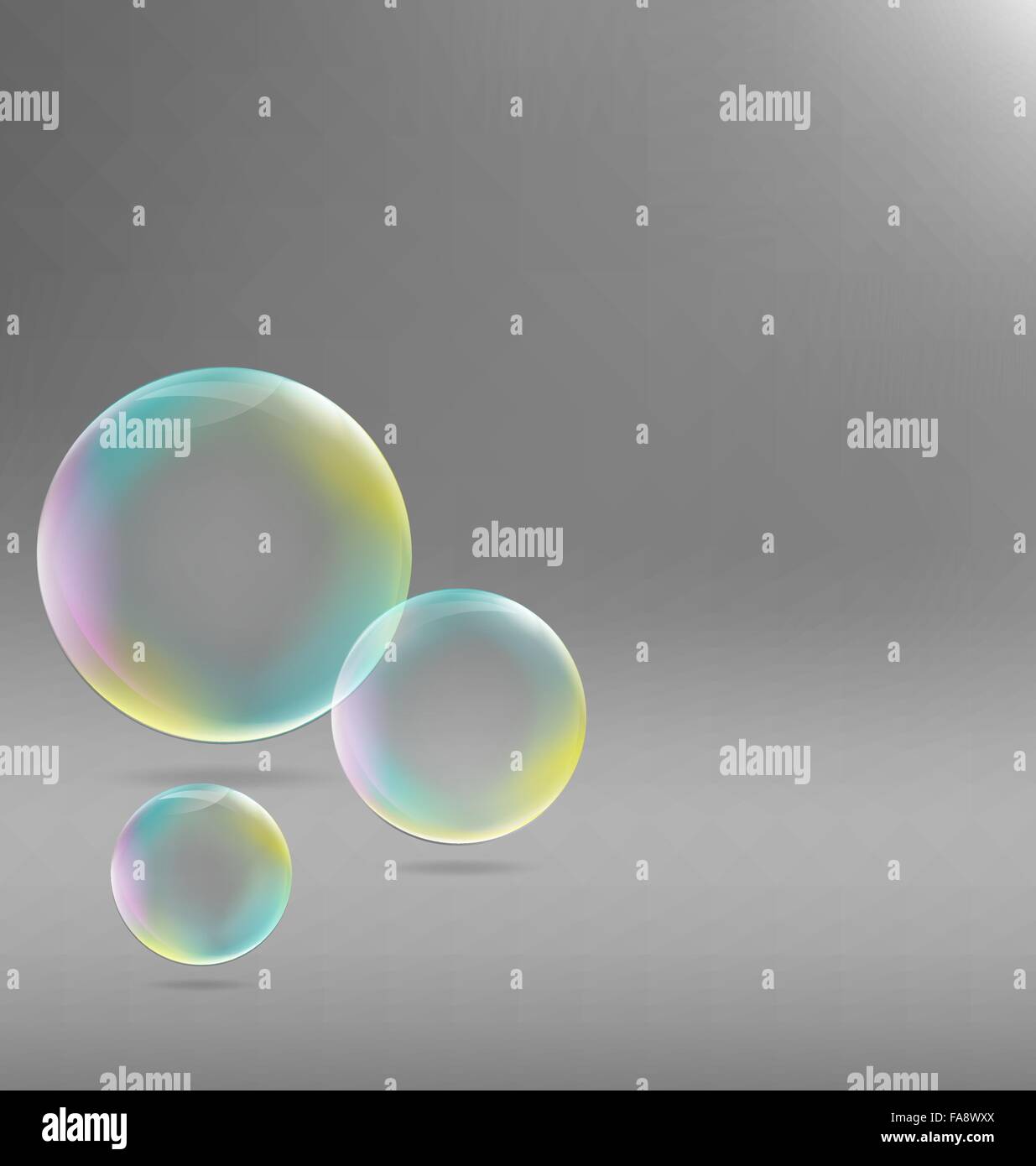 Three transparent soap bubbles with shadows on grayscale Stock Vector ...