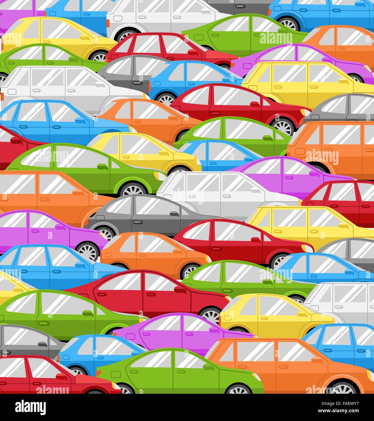 Traffic Jam With Cars. Road Background Stock Vector