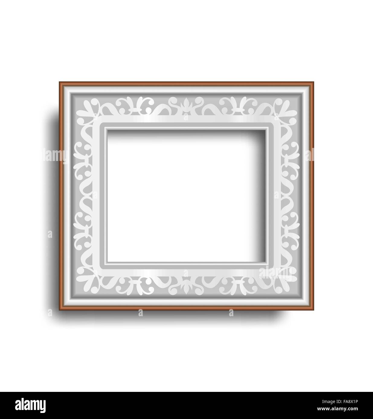 Silver frame with ornament isolated on white Stock Vector Image & Art ...