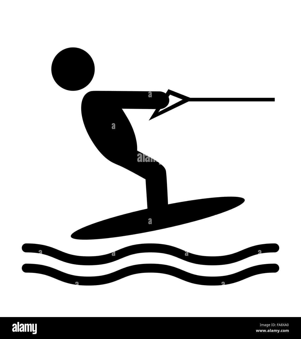 Summer Water Sport Pictograms Flat People Icons Isolated on Whit Stock