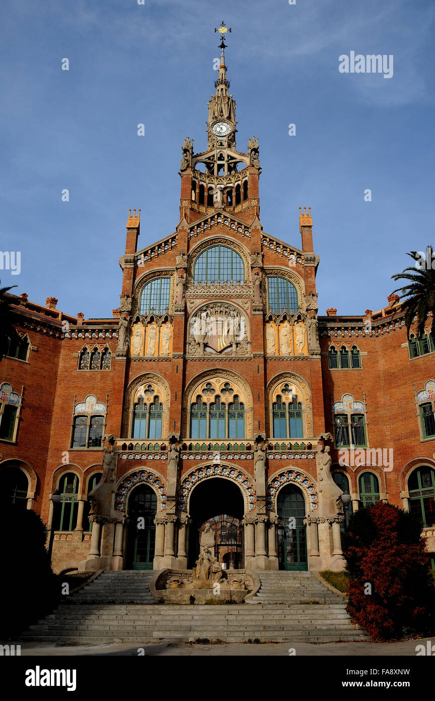 Sant Pau building, Modernism's,  Puig i Cadafalch architecture Catalan architect, Barcelona Stock Photo