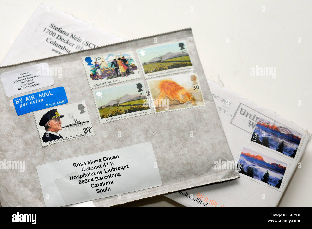 letters with stamps mail by air Stock Photo Alamy