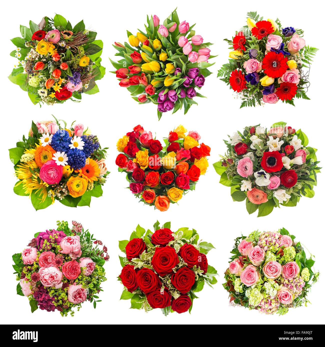 Flowers bouquet for Birthday, Wedding, Mother's Day, Easter, Anniversary, Holidays. Roses, Tulips, Peony Stock Photo