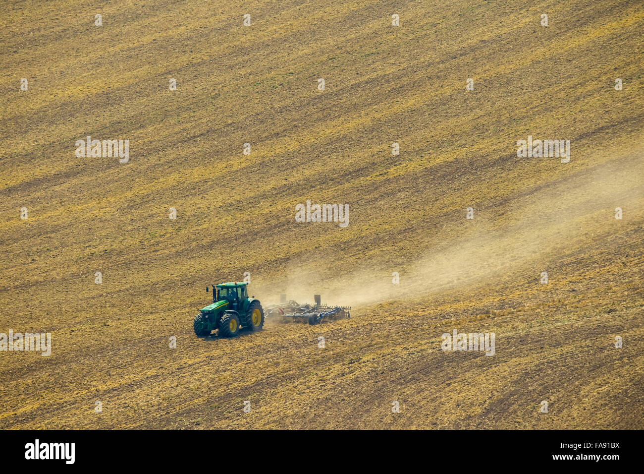 Farmer harrowing his field, the tractor harrow, Meschede, Sauerland