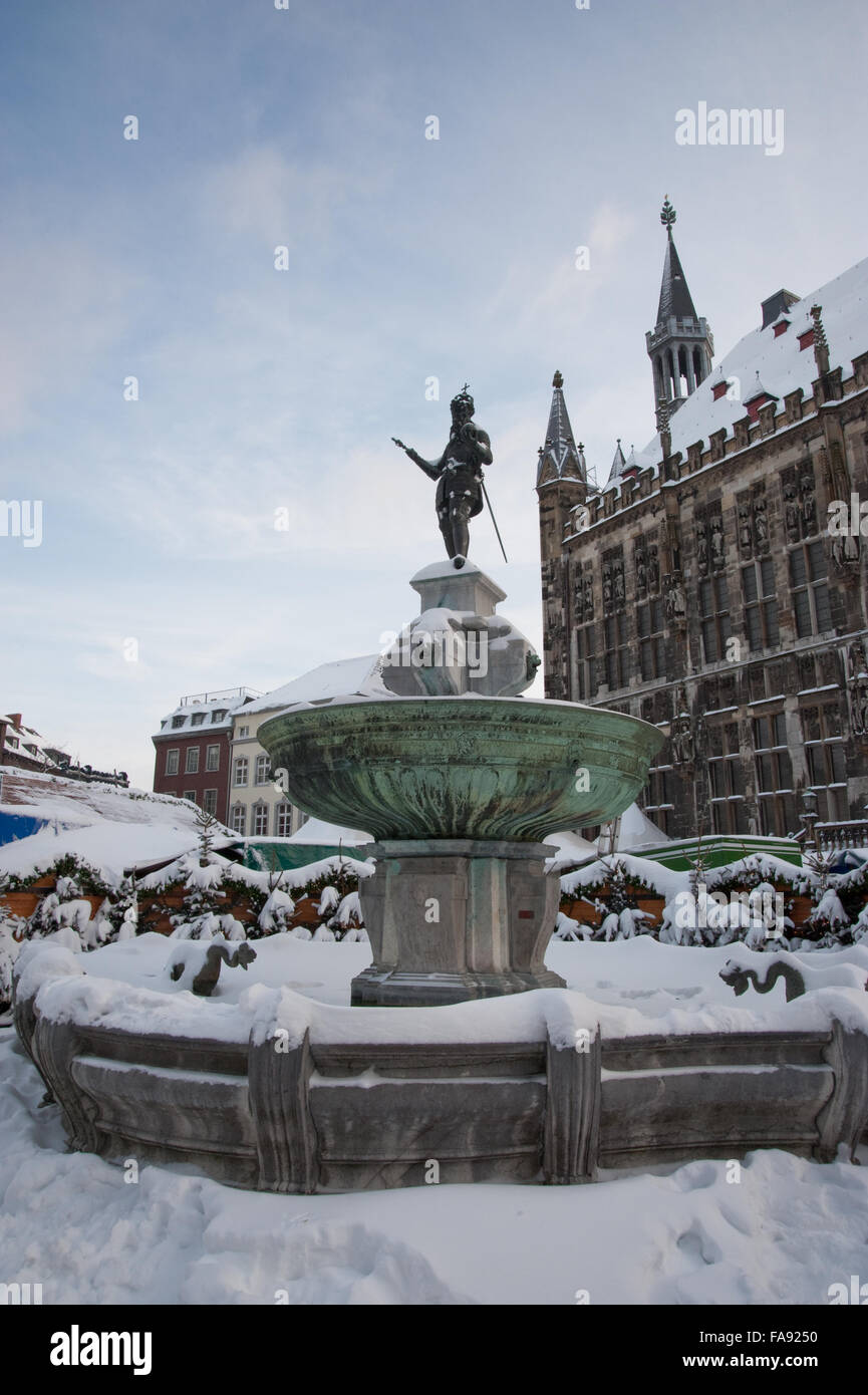 Aachen Rathaus during winter Stock Photo
