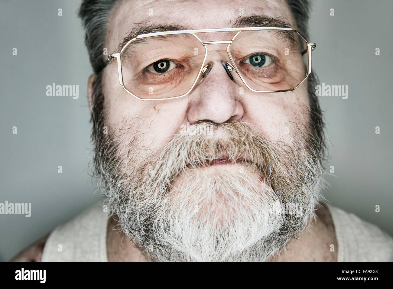 Senior with beard and glasses, portrait, Germany Stock Photo