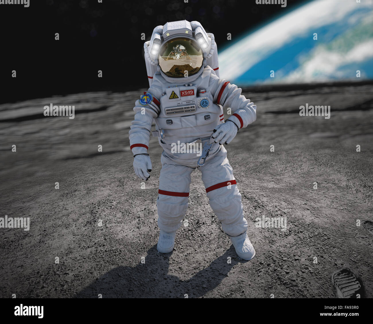 CG astronaut in space Stock Photo