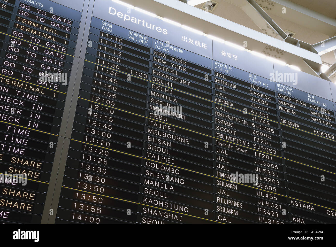 Airport flight board Stock Photo - Alamy