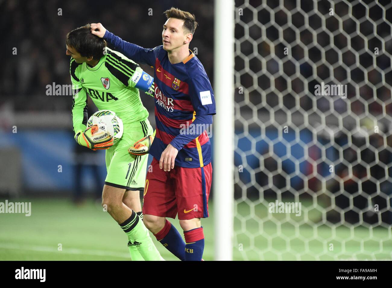 Kanagawa, Japan. 20th Dec, 2015. Lionel Messi (Barcelona) Football/Soccer : Lionel  Messi of Barcelona celebrates after winning the FIFA Club World Cup Japan  2015 Final match between River Plate 0-3 FC Barcelona