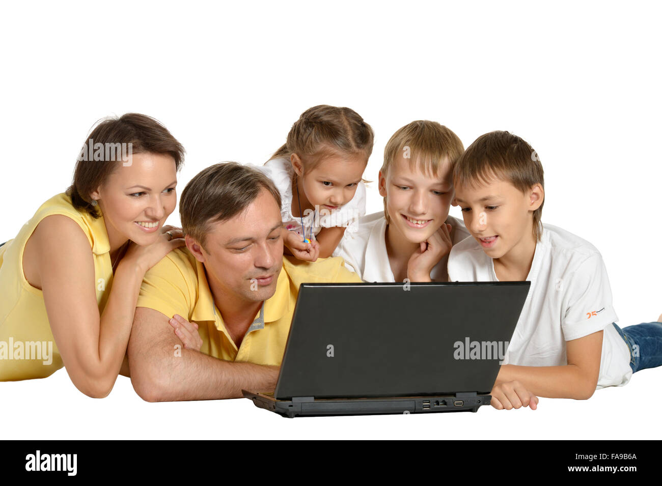 family with laptop Stock Photo - Alamy