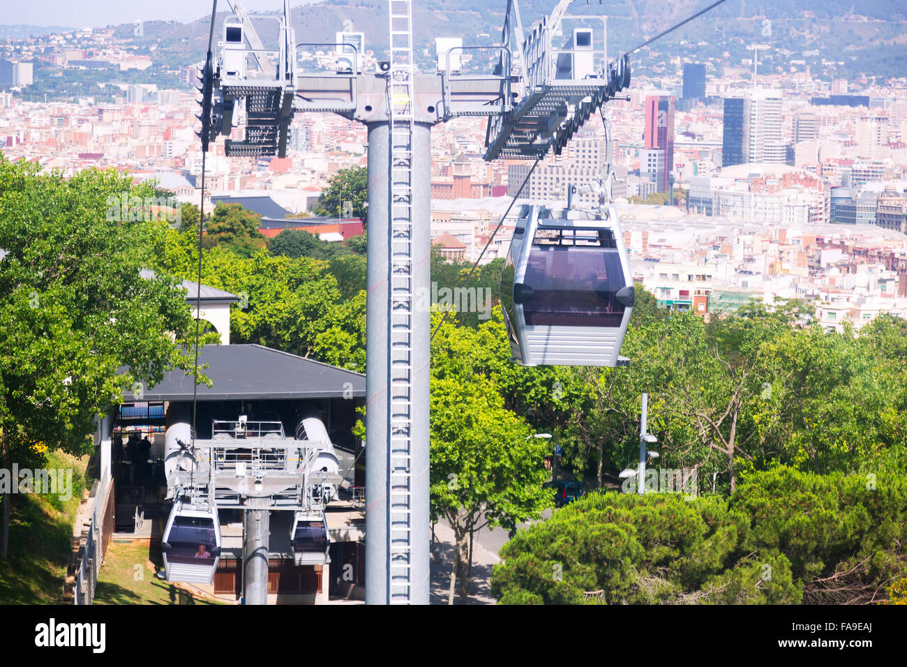 Montjuic Cable Car (Teleferic de Montjuic) in Barcelona, Spain Stock ...