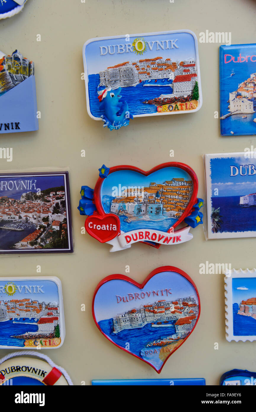 A selection of fridge magnets on sale in Dubrovnik, Croatia. Stock Photo
