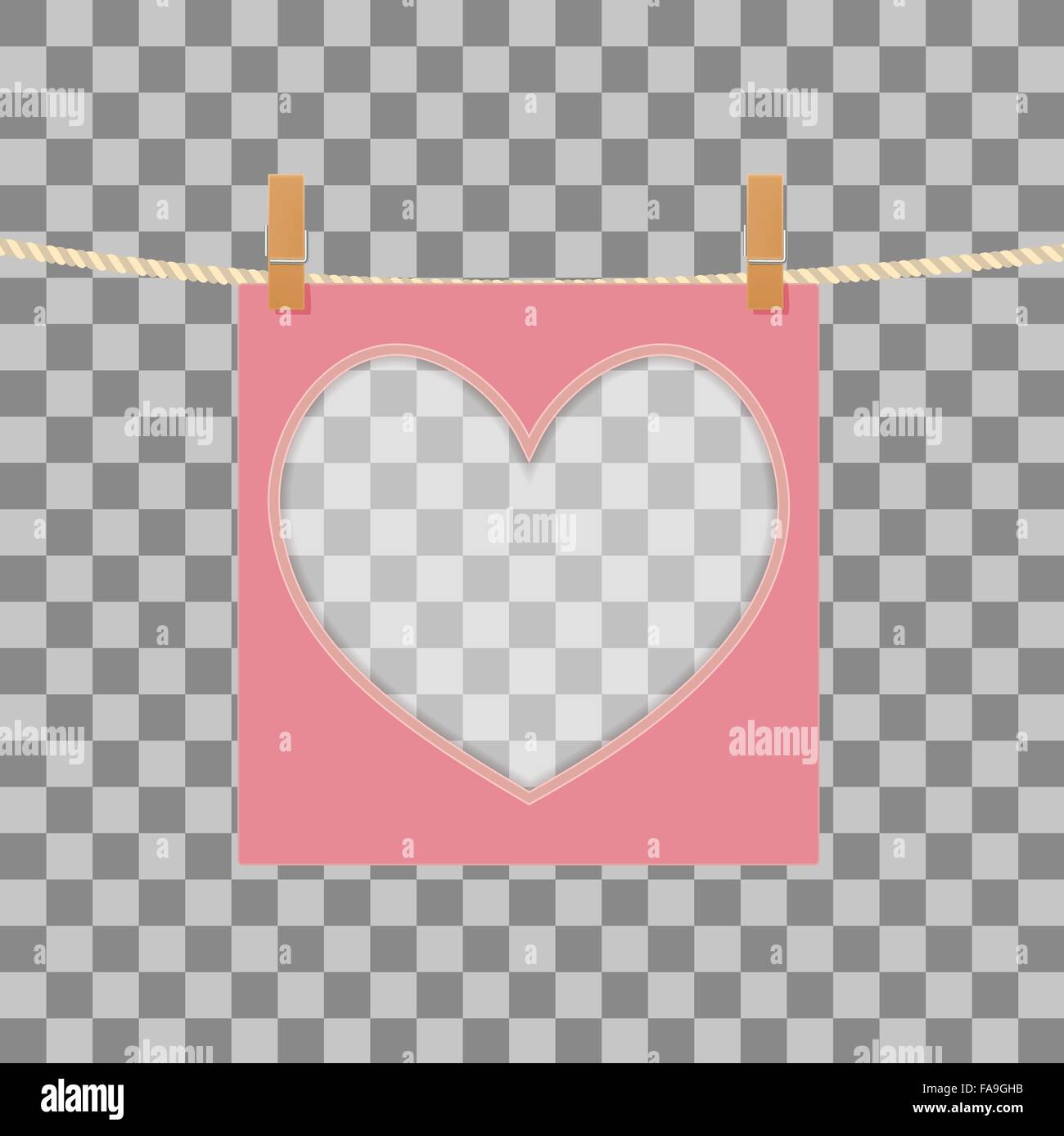 heart shape frame on rope on transparent background. vector Stock ...