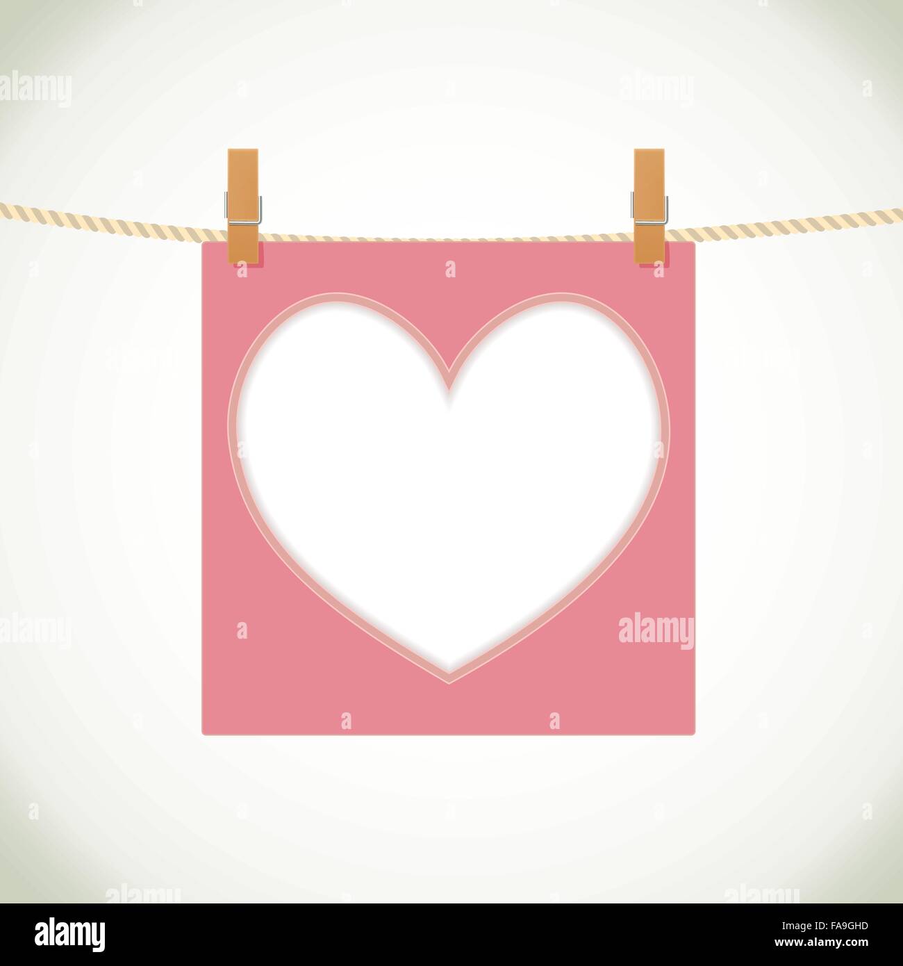 heart shape frame on rope background. vector Stock Vector