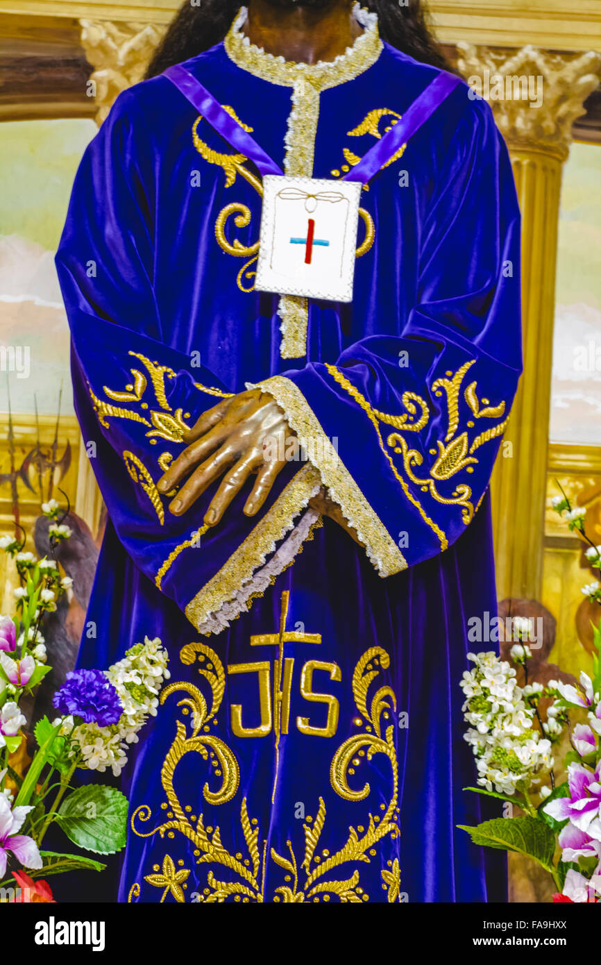 image of Jesus Christ with purple mantle, worship and religion Stock
