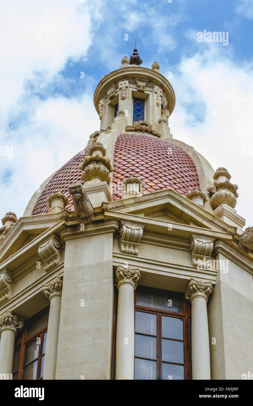 tower with cupola, architecture tipical Spanish city of Valencia Stock
