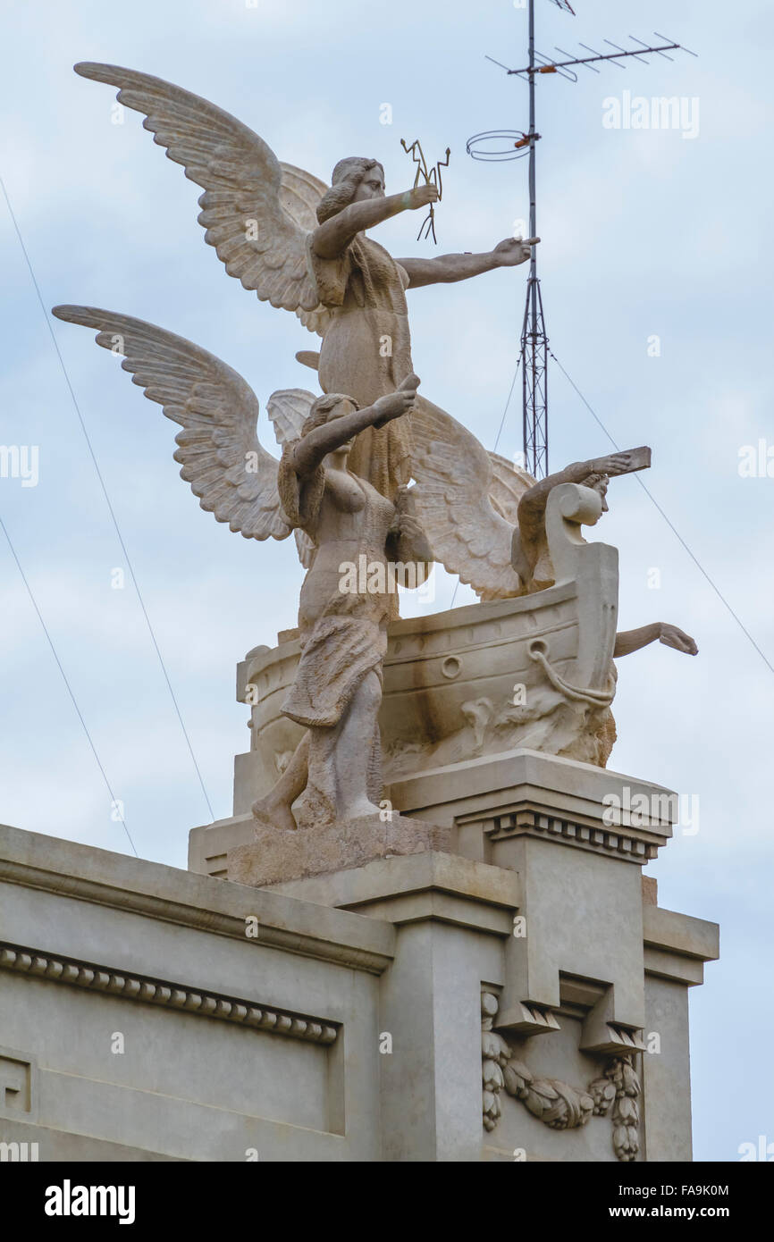 sculptures of angels, tipical architecture of the Spanish city of ...