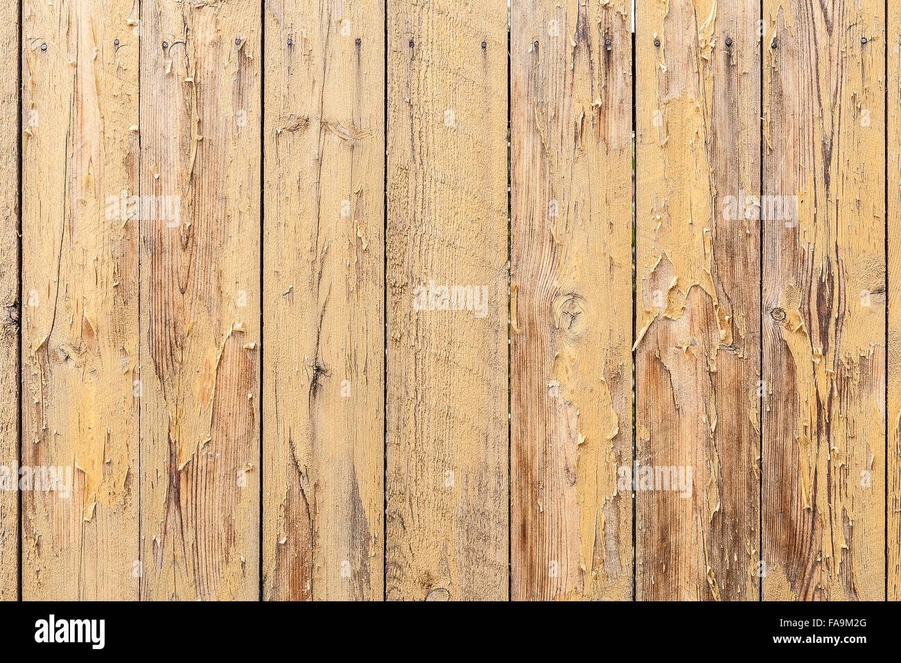 Vintage Yellow Weathered Wooden Plank Texture Stock Photo