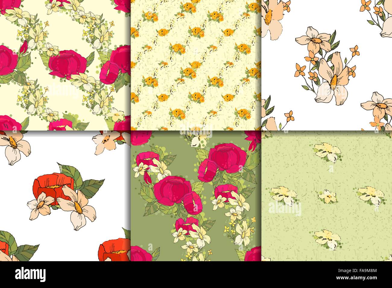 Seamless floral pattern set with peonies Stock Vector Image & Art - Alamy