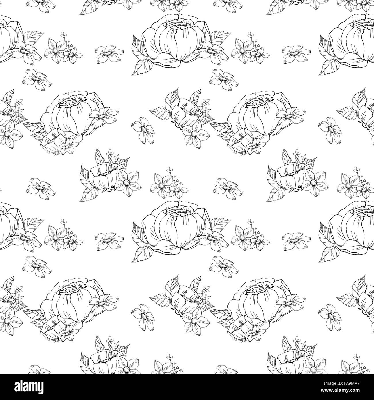 Seamless black and white floral pattern Stock Vector Image & Art - Alamy