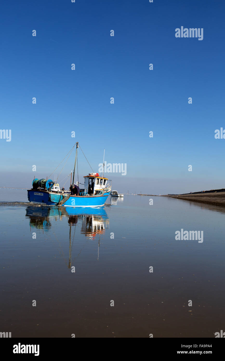 Wirral Peninsula, England. Picturesque view of small fishing boats on