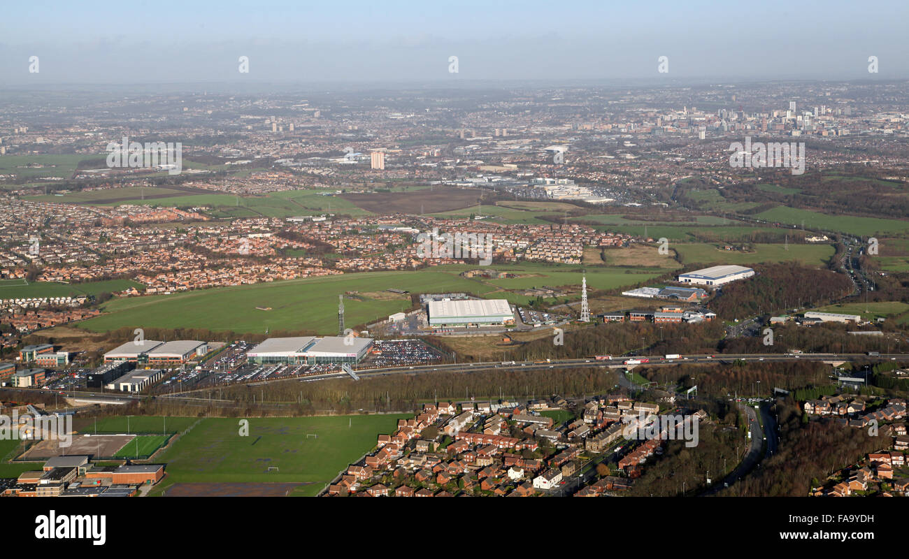 aerial view of Tingley and M62 south of Leeds, UK Stock Photo