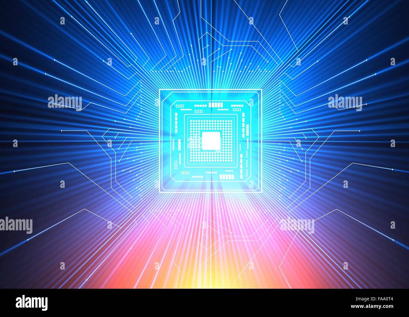 Quantum computer. Conceptual computer artwork of electronic circuitry